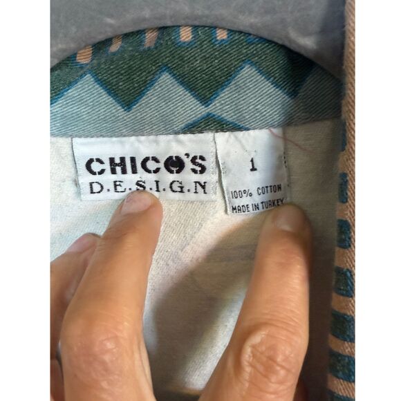 Vintage Chico’s Design Aztec Blazer - 100% Cotton, Made in Turkey - Picture 3 of 4